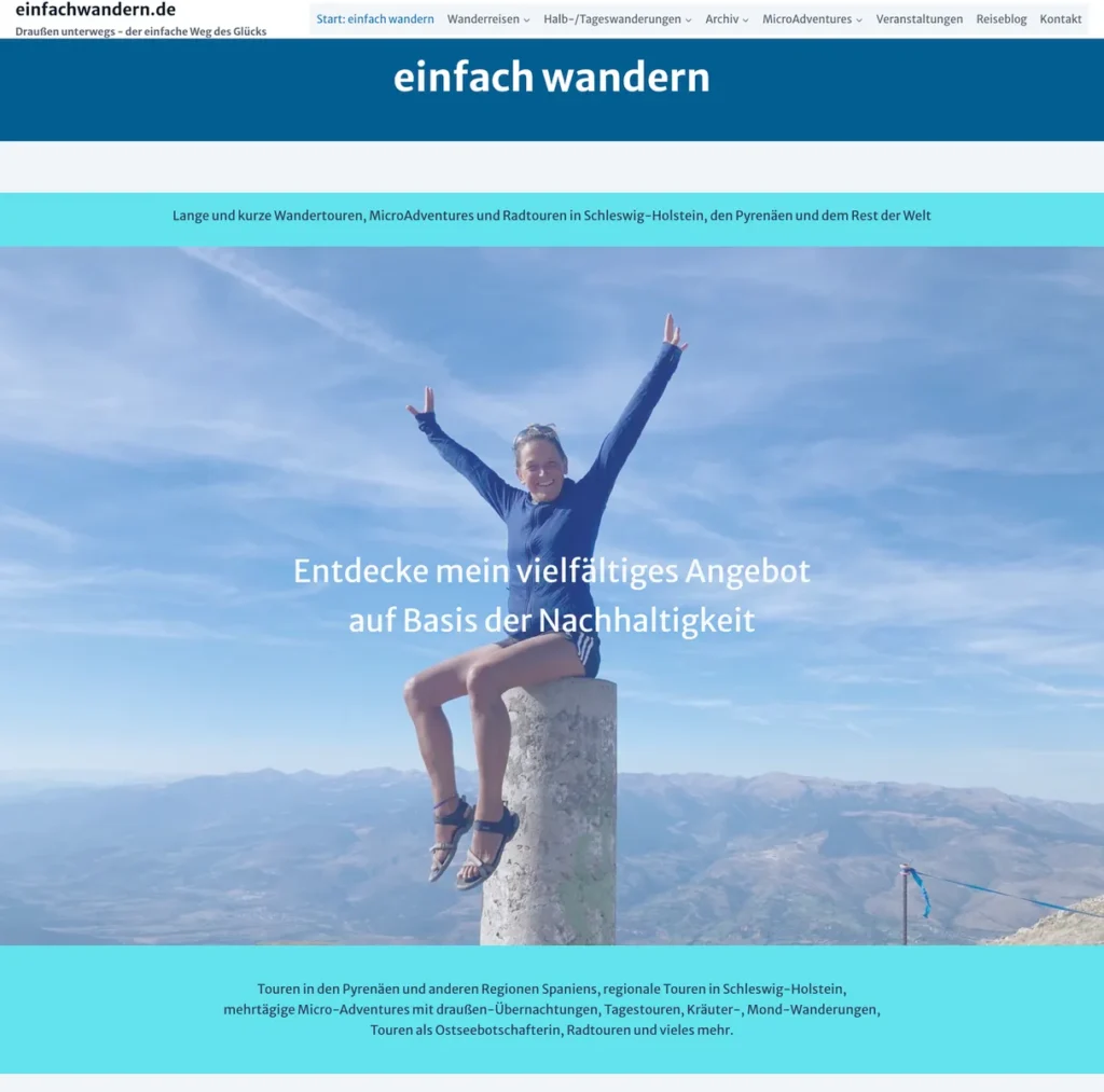 Screenshot Startseite einfachwandern.de Dagmar Falk